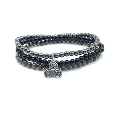 NO MORE BAD VIBES or TOXIC PEOPLE -Black Tourmaline, Hematite & Pyrite- 3/pc *MIGHTY MINIS* Healing Energy Stone Bracelets